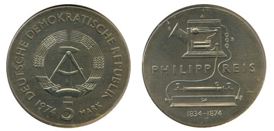 5 mark (Centenario - Muerte de Philipp Reis, físico, inventor del teléfono)