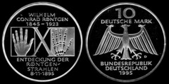 10 mark (150 Aniversario del Nacimiento de Wilhelm Conrad Röntgen)