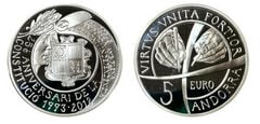 5 euro (25 Aniversario de la Constitución de Andorra)