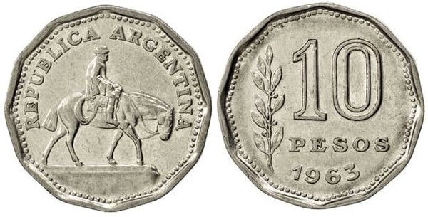 Línea de metal toxicidad De trato fácil Moneda 10 pesos 1962-1968 de Argentina | Foronum