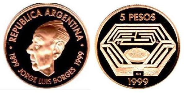 5 pesos (100 Aniversario del Nacimiento de Jorge Luis Borges)