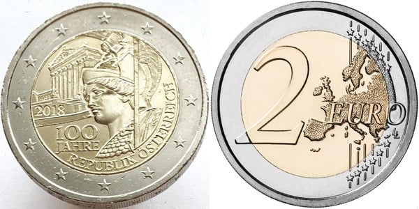 2 euro (100 Aniversario de la República de Austria)