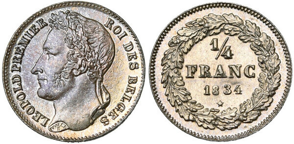 1/4 franc (Leopoldo I - des belges)