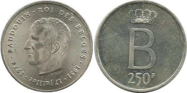 250 francs (Bodas de Plata de Balduino I des belges)