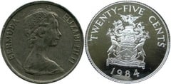 25 cents (375 Aniversario de las Bermudas - Escudo de Armas Warwick Parish)