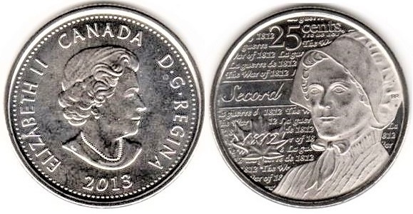 25 cents (Héroes de la Guerra de 1812 - Laura Secord)