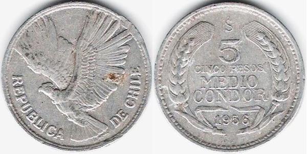 AB #230768 Billet KM:119 Chili 5 Pesos = 1/2 Condor 