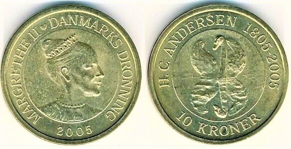 10 kroner (200 aniversario de H.C. Andersen - Cuentos de Hadas - El Patito Feo)