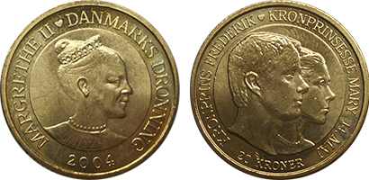 20 kroner (matrimonio del príncipe heredero Frederik y Mary Donaldson)