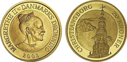 20 kroner (Torres danesas: Torre del Palacio de Christiansborg)