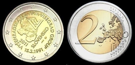 2 euro (20 Aniversario de la Fundación del Grupo Visegrád)