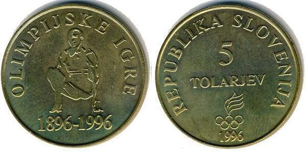 5 tolarjev (Centenario de los Juegos Olímpicos)