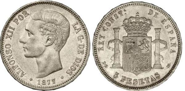 Dirigir bolso auge Moneda 5 pesetas (Alfonso XII) 1877-1881 de España | Foronum