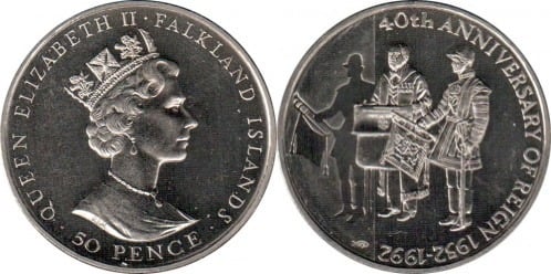 50 pence (40 Aniversario del Reinado de Isabel II)