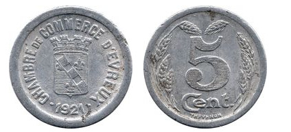 5 centimes (Departamento de Eure-Comuna de Évreux)