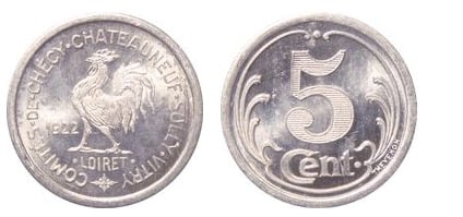 5 centimes (Departamento de Loiret-Comunas de Chécy, Chateauneuf y Sully)