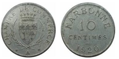 10 centimes (Departamento de Aude-Comuna de Narbona)