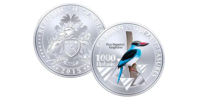 1000 dalasis (Tesoros naturales de Gambia: Alción pechiazul)