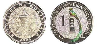 1 quetzal (Centenario de la introducción del Quetzal)