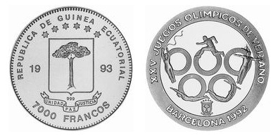 7000 francs CFA (Anillos olímpicos)