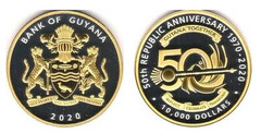 10 000 dollars (50 años de la República de Guyana)