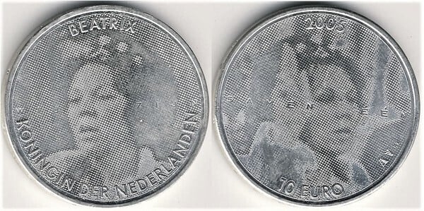 10 euro (25 Aniversario de la Ascensión al Trono de Beatriz)