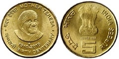 5 rupees (100 Aniversario del Nacimiento de la Madre Teresa)