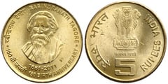 5 rupees (150 Aniversario del Nacimiento de Rabindranath Tagore)