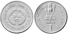 1 rupee (Año Internacional de la Familia)