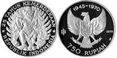 750 rupiah (25 Aniversario de la Independencia)