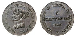 3 centesimi  (Principado de Lucca y Piombino)