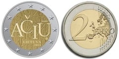 2 euro (Idioma Lituano - Aciu = Gracias)