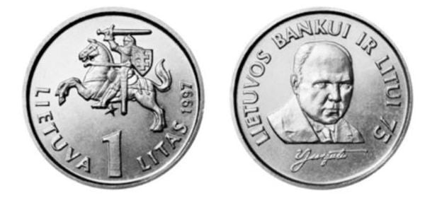 1 litas (75 Aniversario del Banco de Lituania)