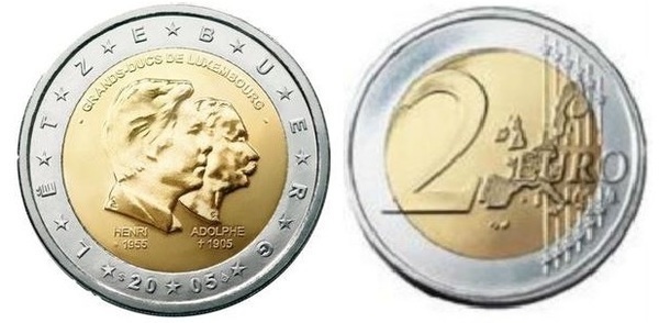 2 euro (Grandes Duques Henri y Adolphe)