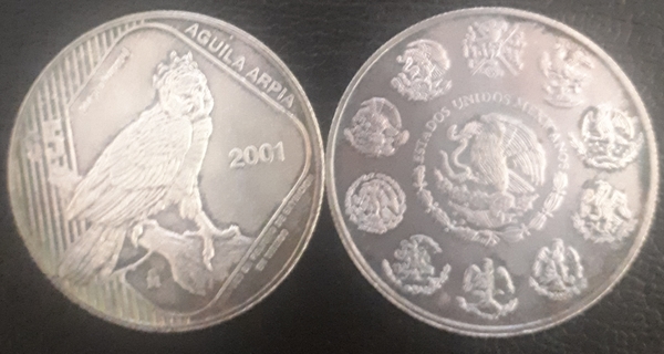 Moneda 5 pesos (Aguila Arpia) 2001 de México | Foronum