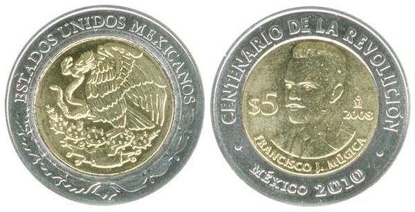 5 pesos (Centenario de la Revolución-Francisco J. Múgica)