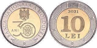 10 lei (30 Aniversario del Banco Nacional de Moldavia)
