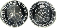 100 francos (50 Años de Reinado de Rainiero III)