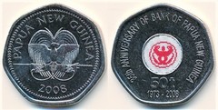 50 toea (35 Aniversario del Banco de Papua)