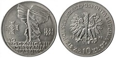 10 zlotych (50 Aniversario del Tercer Levantamiento de Silesia)