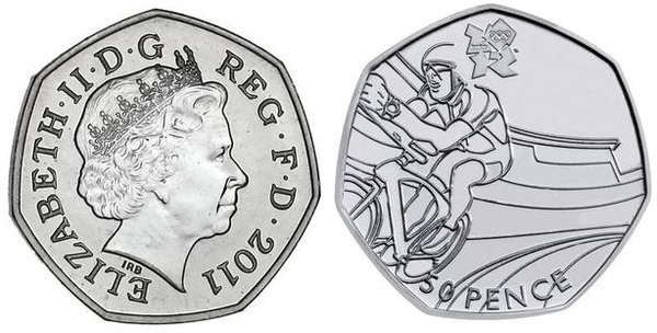 50 pence (JJ.OO. de Londres 2012-Ciclismo)