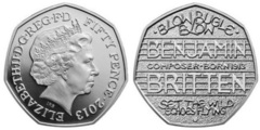 50 pence (100 Aniversario del Nacimiento de Sir Benjamin Britten)