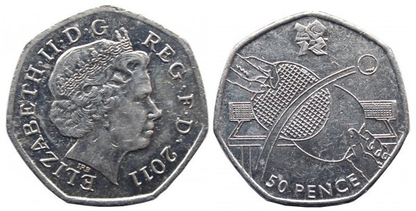 50 pence (JJ.OO. de Londres 2012-Tenis de mesa)