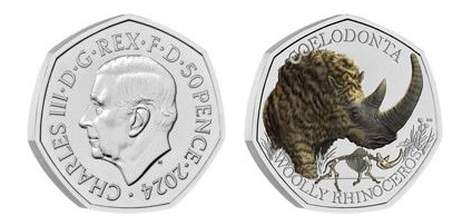 50 pence (Rinoceronte lanudo-Color)