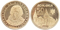 50 bani (575 Aniversario del Reinado de Iancu de Hunedoara)