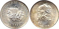 1000 lire (150 Aniversario Nacimiento de León Tolstói)
