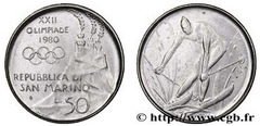 50 lire ((XXII Olímpiada Moscú 80 - Esquiador alpino)