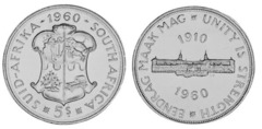 5 shillings (Elizabeth II - 50 Aniversario de la Unión Sudafricana)