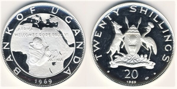 20 shillings (Visita del Papa Pablo VI)