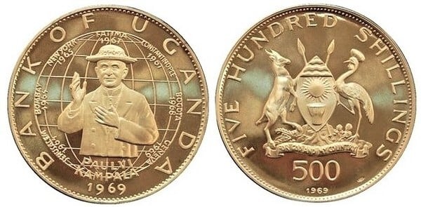 500 shillings (Visita del Papa Pablo VI)